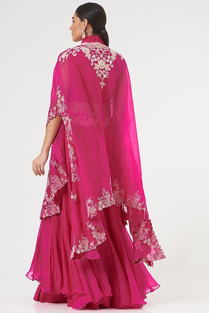 Rani Pink Silk Skirt Set by Minaxi Dadoo at Pernia's Pop Up Shop