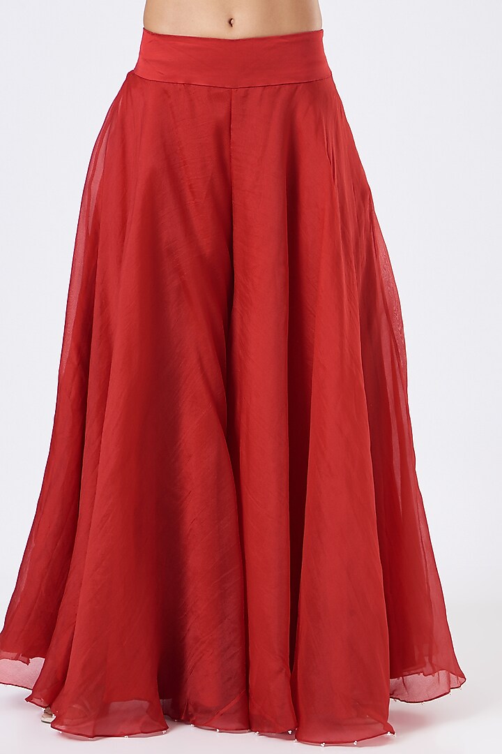 Red Dupion Bridal Sharara Set by Minaxi Dadoo at Pernia's Pop Up Shop