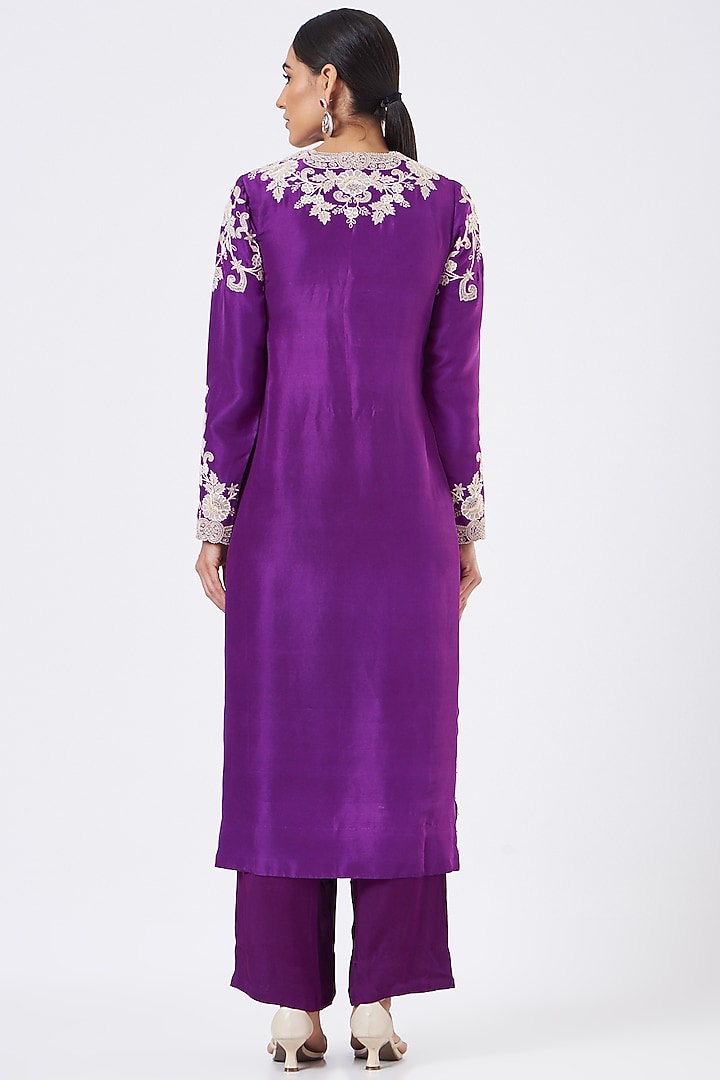 Purple Silk Kurta Set by Minaxi Dadoo at Pernia's Pop Up Shop