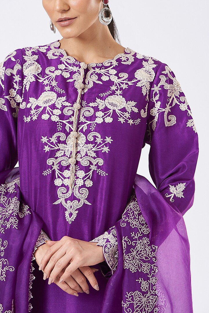 Purple Silk Kurta Set by Minaxi Dadoo at Pernia's Pop Up Shop