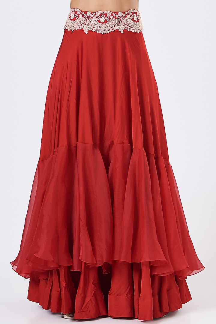 Red Organza Cape Set by Minaxi Dadoo at Pernia's Pop Up Shop