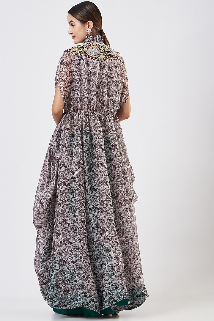 Multi-Colored Printed Kalidar Kaftan Cape Set by Minaxi Dadoo at Pernia's Pop Up Shop