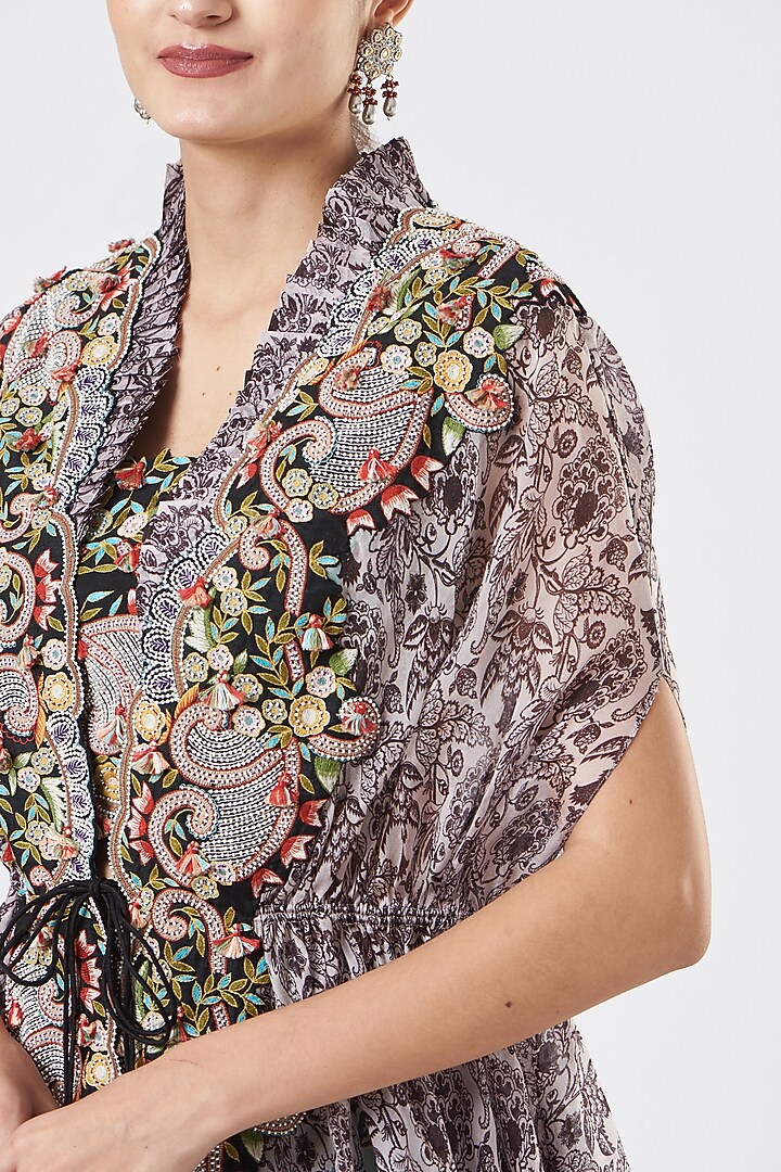 Multi-Colored Printed Kalidar Kaftan Cape Set by Minaxi Dadoo at Pernia's Pop Up Shop