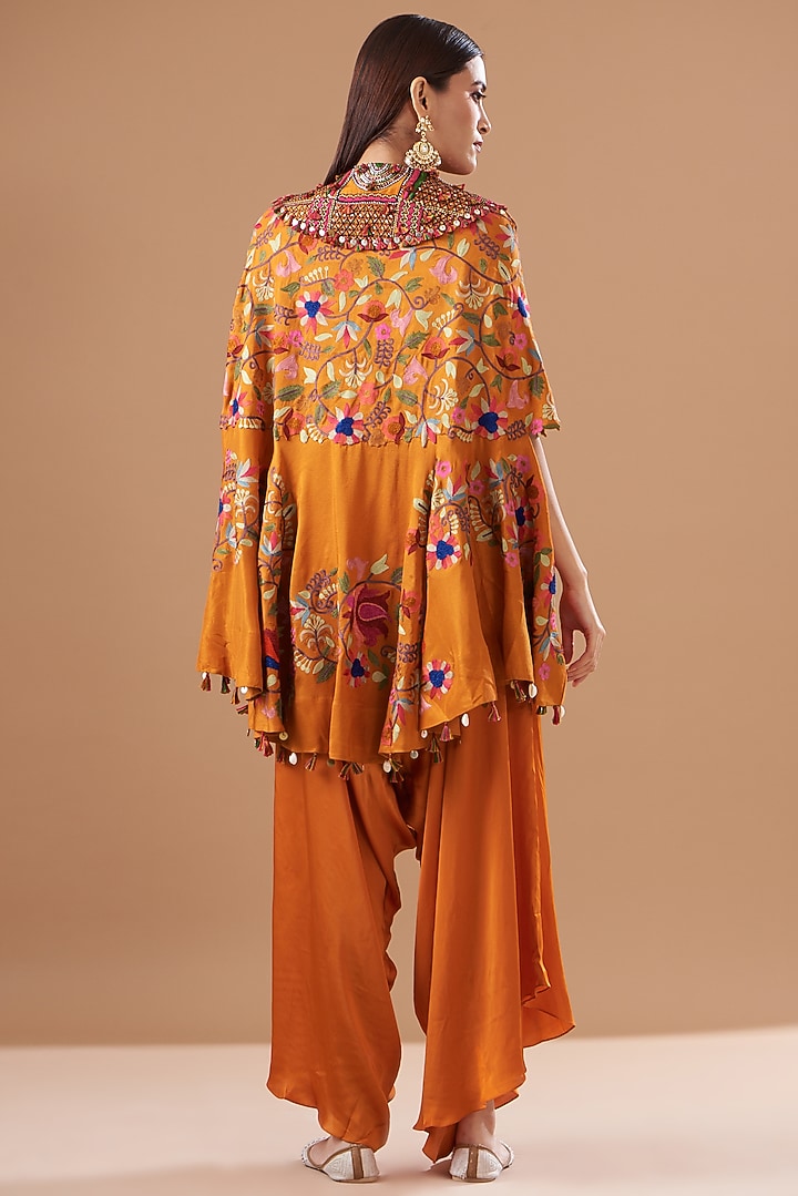 Rust Orange Dupion Cape Set by Minaxi Dadoo at Pernia's Pop Up Shop