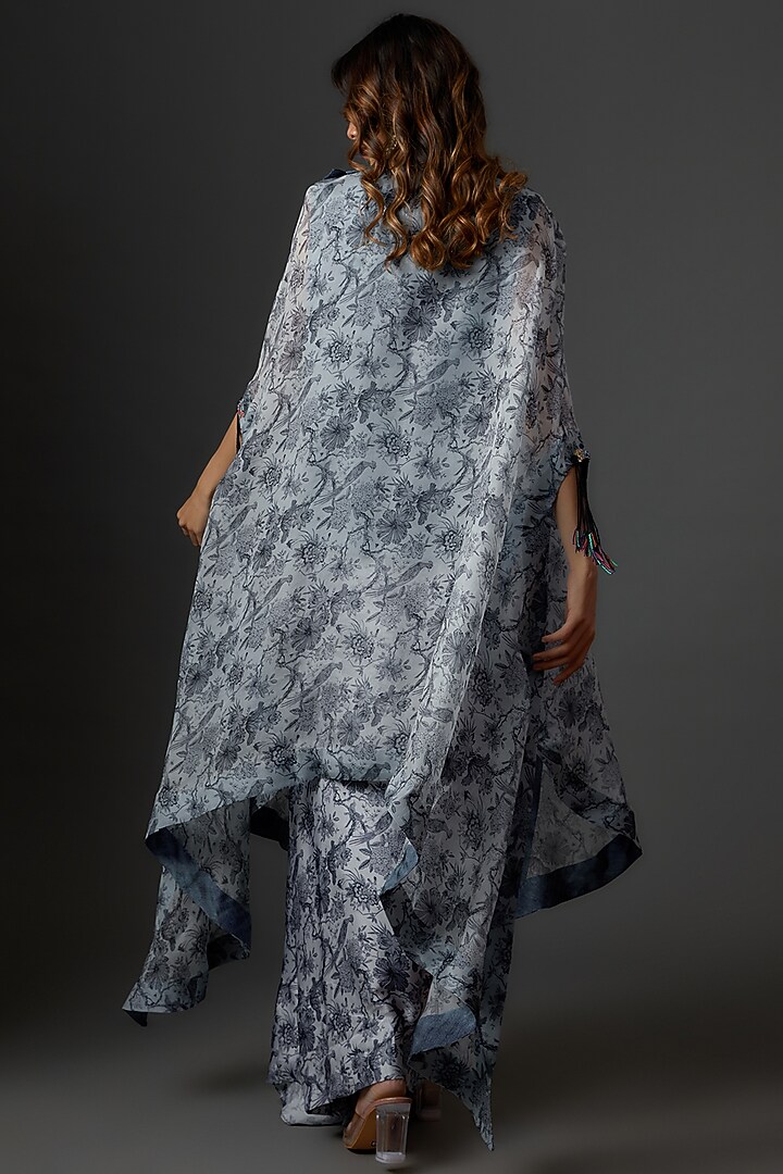 Multi-Colored Organza Printed Cape Set by Minaxi Dadoo at Pernia's Pop Up Shop
