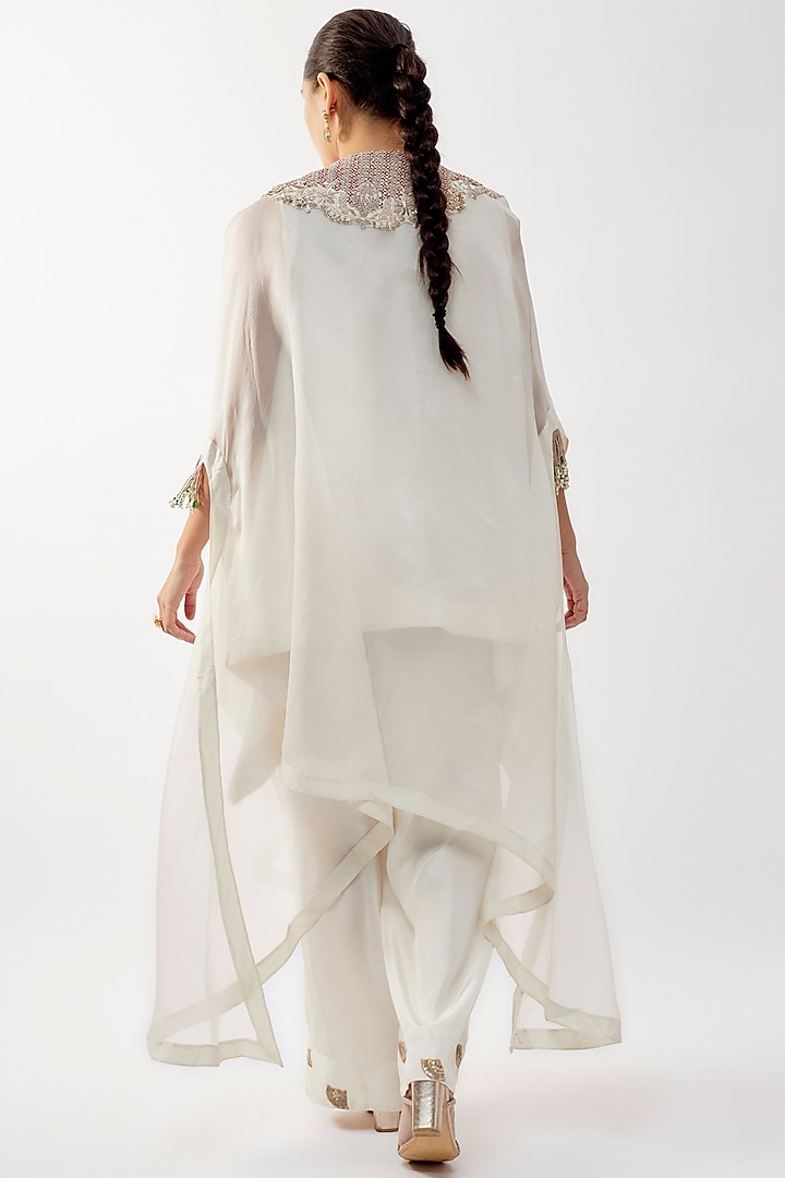 Ivory Silk Sequins Work Short Kurta Set by Minaxi Dadoo at Pernia's Pop Up Shop