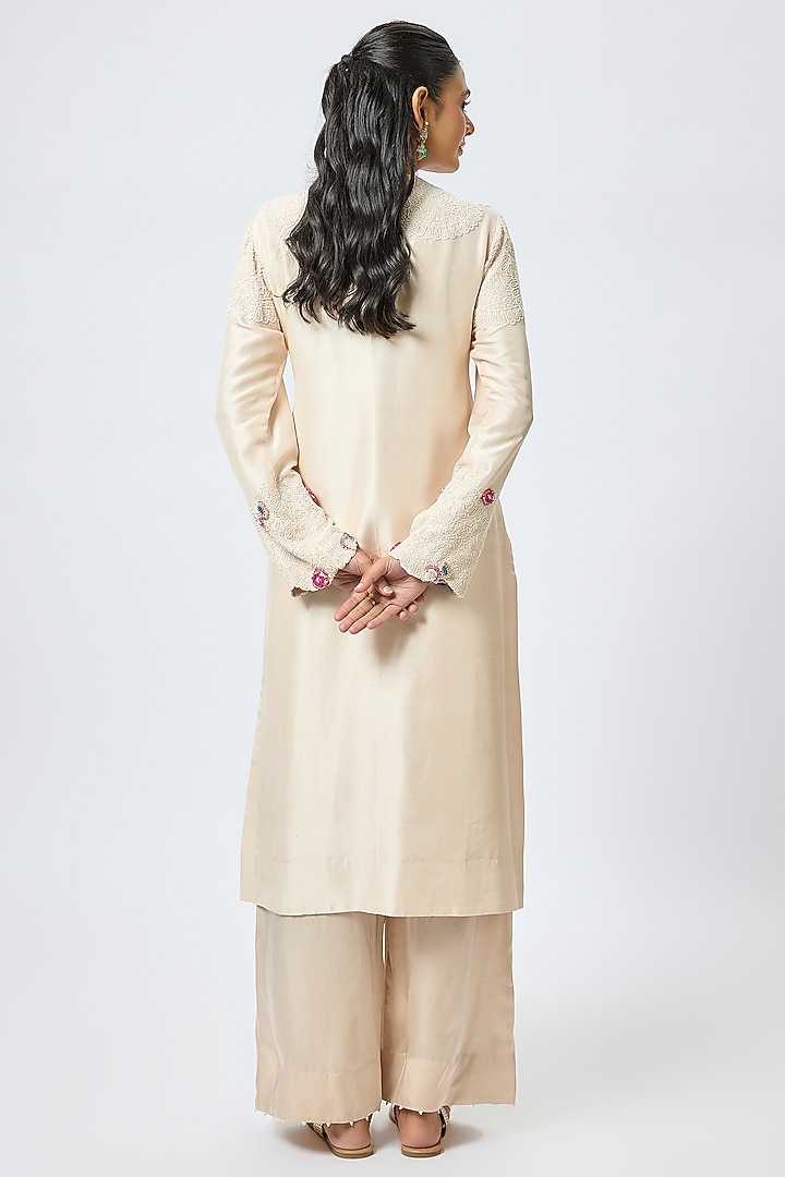 Beige China Dupion Kurta Set by Minaxi Dadoo at Pernia's Pop Up Shop