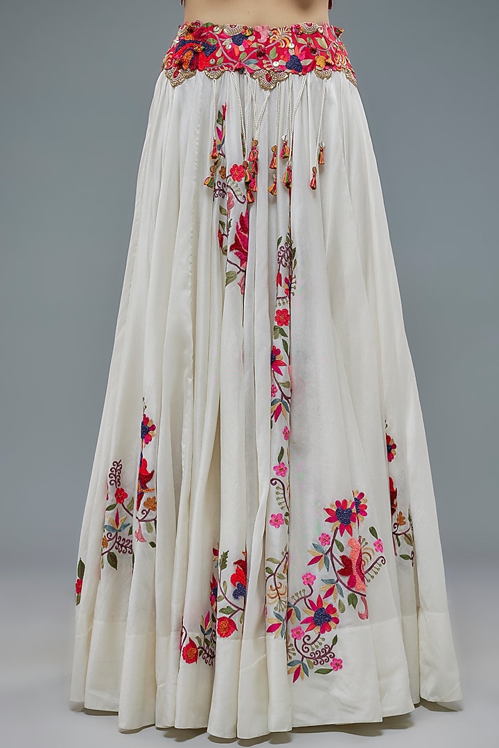 Red Silk Embroidered Butterfly Cape Set by Minaxi Dadoo at Pernia's Pop Up Shop
