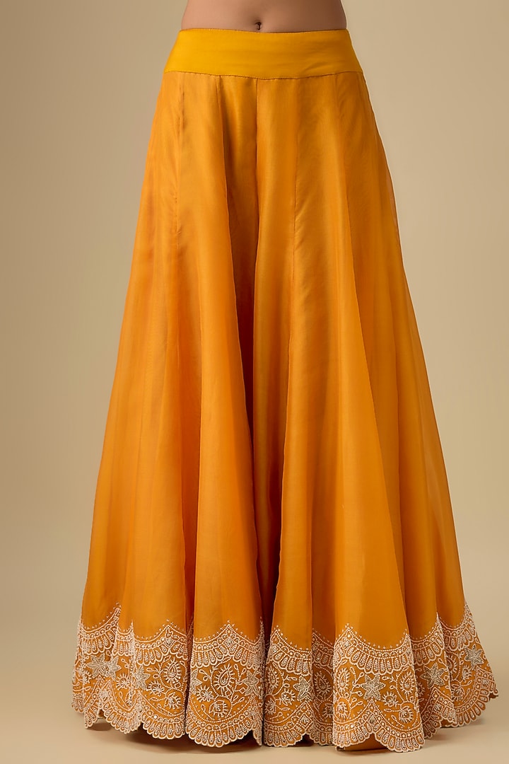 Orange Dupion Organza Pearl Work Bridal Sharara Set by Minaxi Dadoo at Pernia's Pop Up Shop
