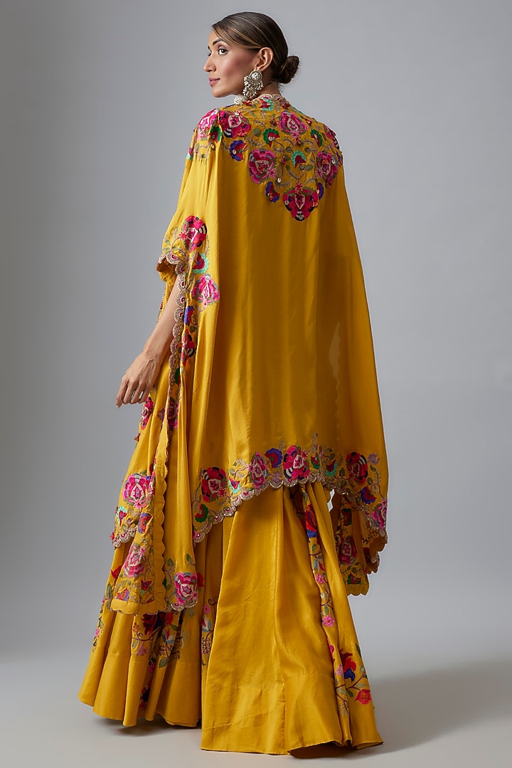 Yellow Chanderi Skirt Set by Minaxi Dadoo at Pernia's Pop Up Shop