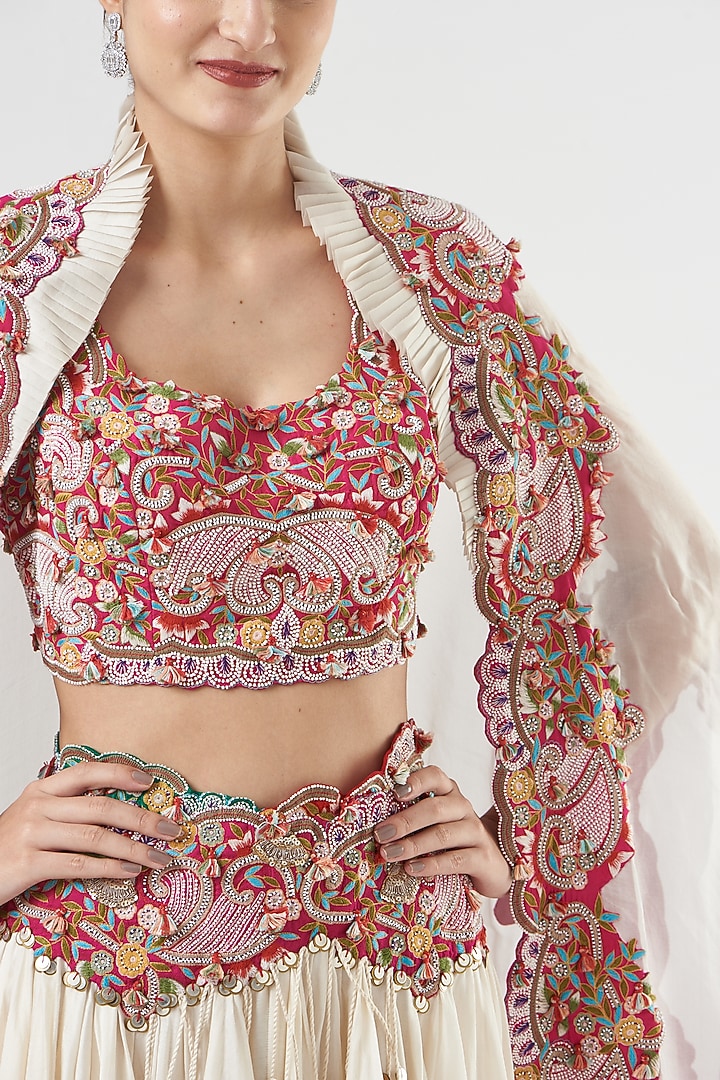 Ivory Embroidered Bridal Lehenga Set by Minaxi Dadoo at Pernia's Pop Up Shop