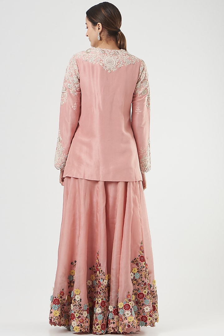 Pink Embroidered Bridal Sharara Set by Minaxi Dadoo at Pernia's Pop Up Shop
