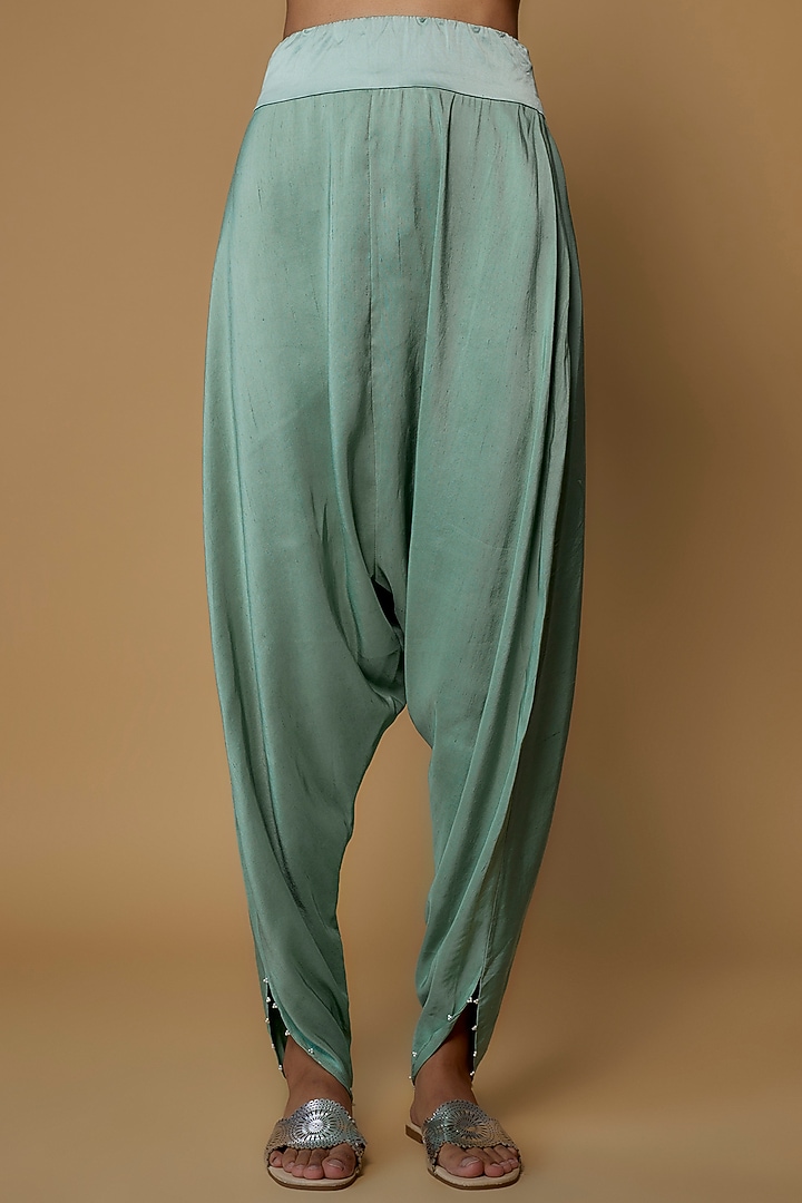 Powder Blue Dupion Embroidered Cape Set by Minaxi Dadoo at Pernia's Pop Up Shop