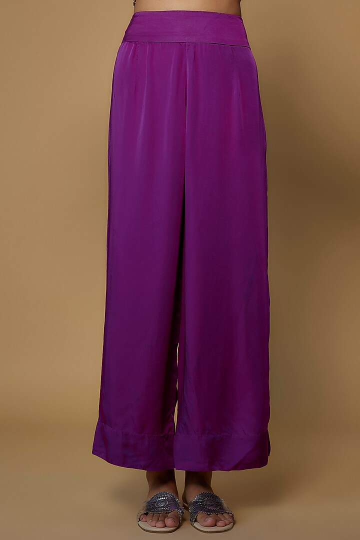 Purple Dupion Embroidered Kurta Set by Minaxi Dadoo at Pernia's Pop Up Shop
