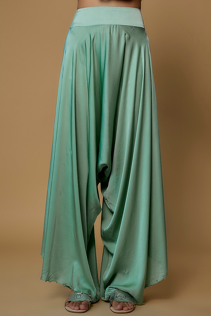Powder Blue Habutai Silk Crushed Cape Set by Minaxi Dadoo at Pernia's Pop Up Shop