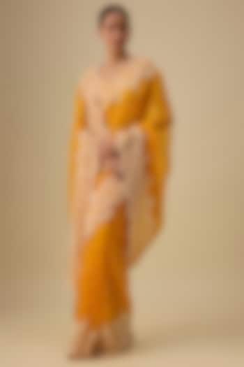 Yellow Organza Reception Saree Set by Minaxi Dadoo at Pernia's Pop Up Shop