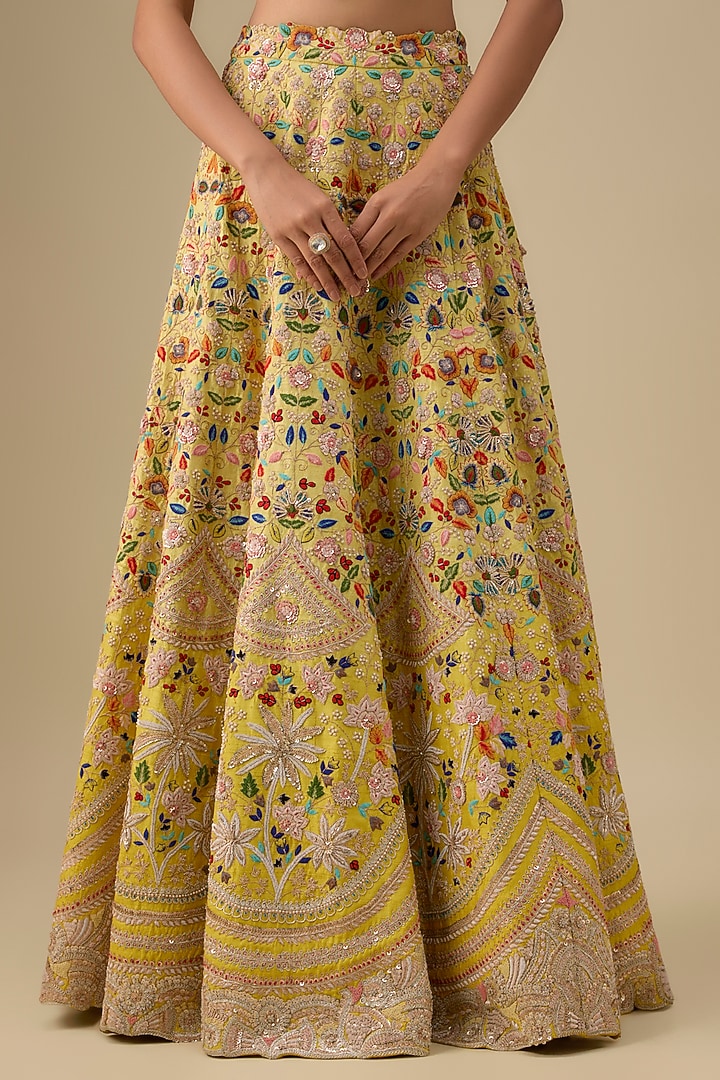 Yellow Organza Thread & Sequins Work Bridal Lehenga Set by Minaxi Dadoo at Pernia's Pop Up Shop