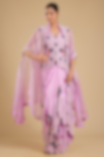 Lavender Silk Pick-Up Skirt Set by Minaxi Dadoo at Pernia's Pop Up Shop