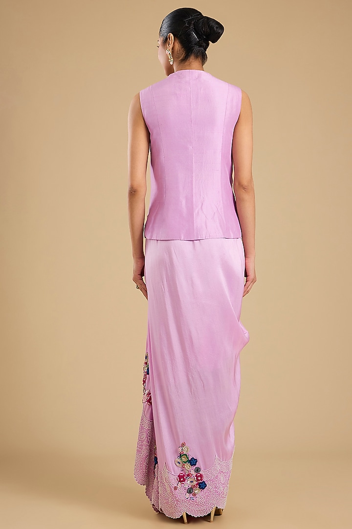 Lavender Silk Pick-Up Skirt Set by Minaxi Dadoo at Pernia's Pop Up Shop