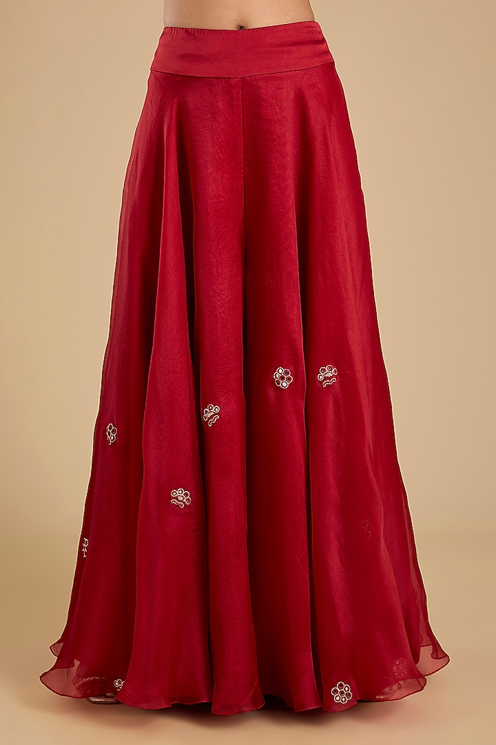 Red Organza Bridal Sharara Set by Minaxi Dadoo at Pernia's Pop Up Shop