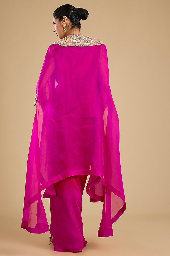 Rani Pink Silk Pick-Up Skirt Set by Minaxi Dadoo at Pernia's Pop Up Shop