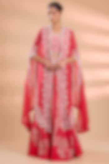 Gajri Pink Chanderi Embroidered Skirt Set by Minaxi Dadoo at Pernia's Pop Up Shop