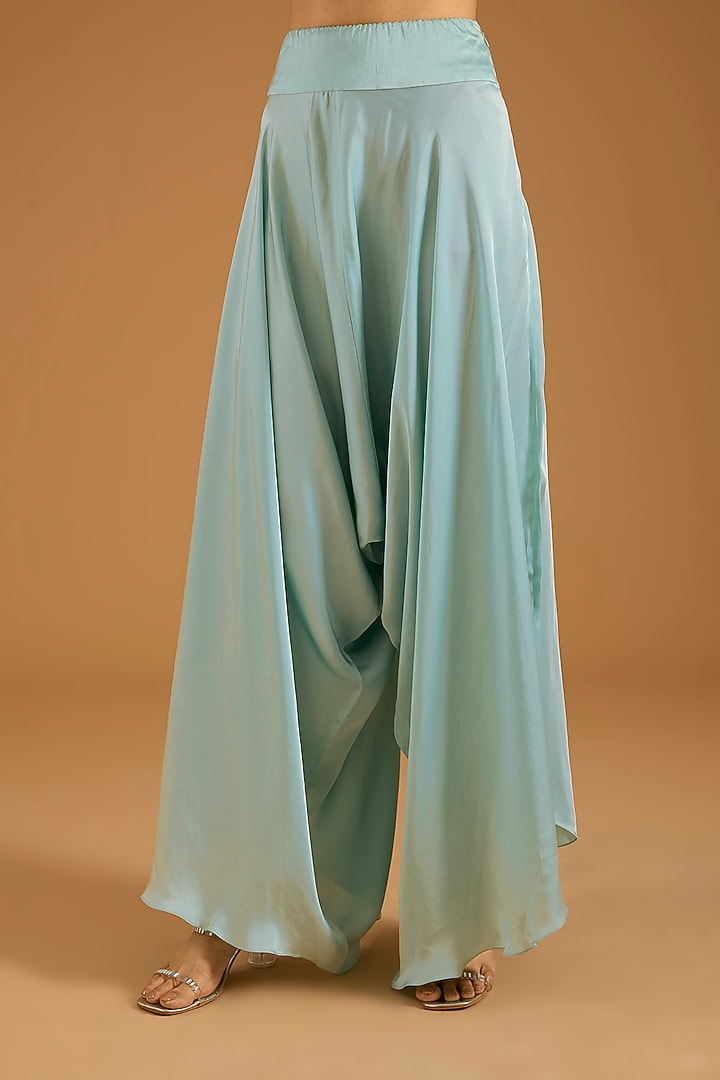 Powder Blue China Dupion Mirror Work Cape Set by Minaxi Dadoo at Pernia's Pop Up Shop