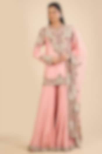 Blush Pink Organza Bridal Sharara Set by Minaxi Dadoo at Pernia's Pop Up Shop