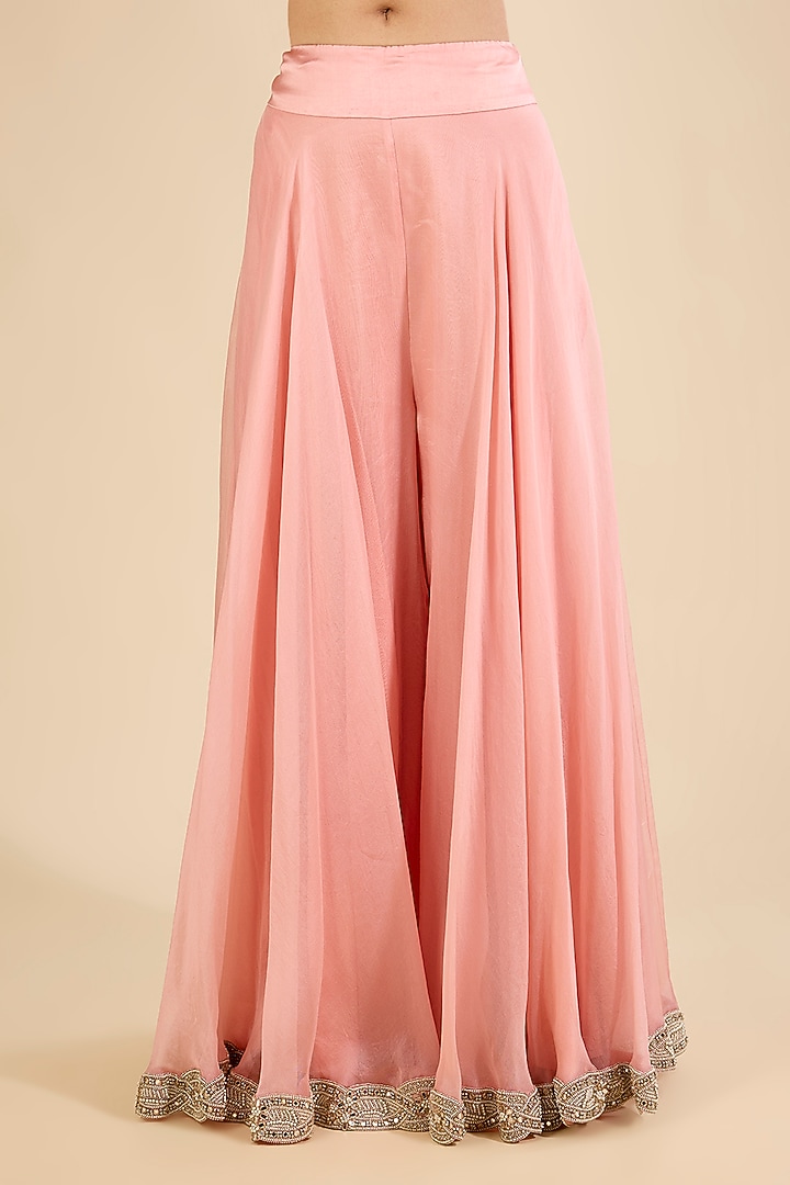 Blush Pink Organza Bridal Sharara Set by Minaxi Dadoo at Pernia's Pop Up Shop