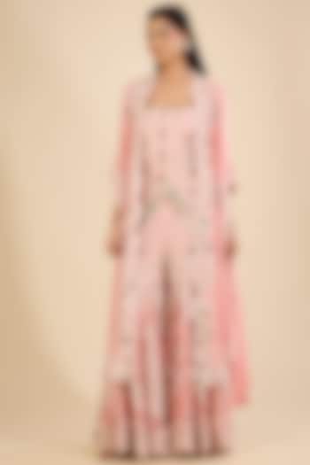 Blush Pink Organza Mirror Work Gharara Set by Minaxi Dadoo at Pernia's Pop Up Shop