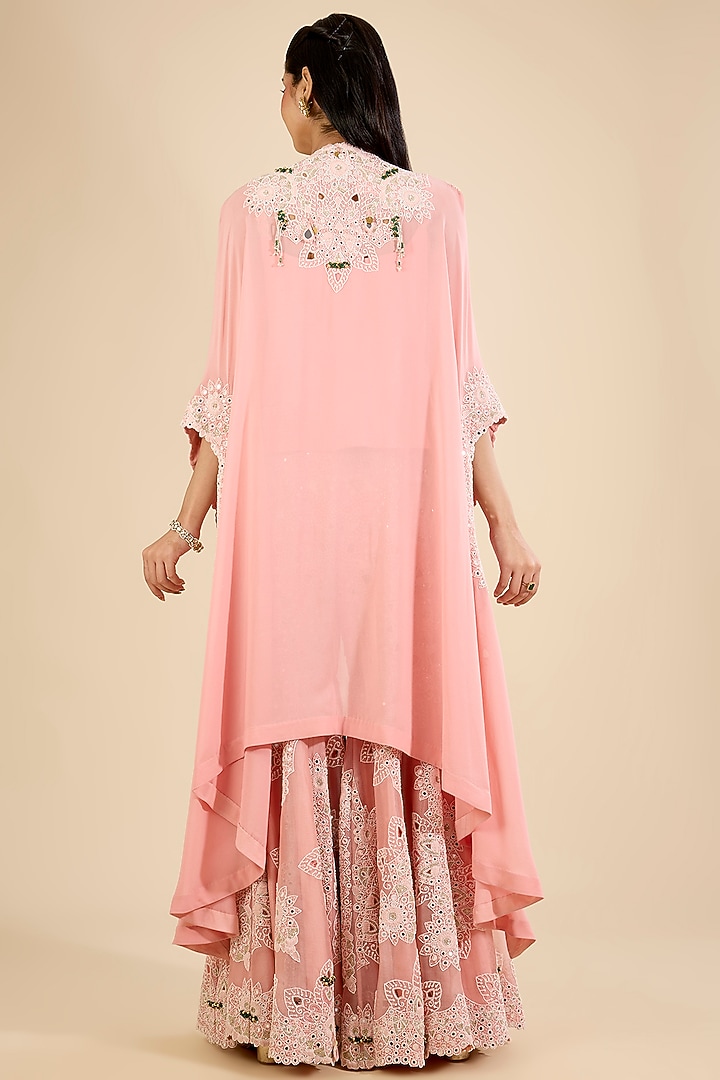 Blush Pink Organza Mirror Work Gharara Set by Minaxi Dadoo at Pernia's Pop Up Shop
