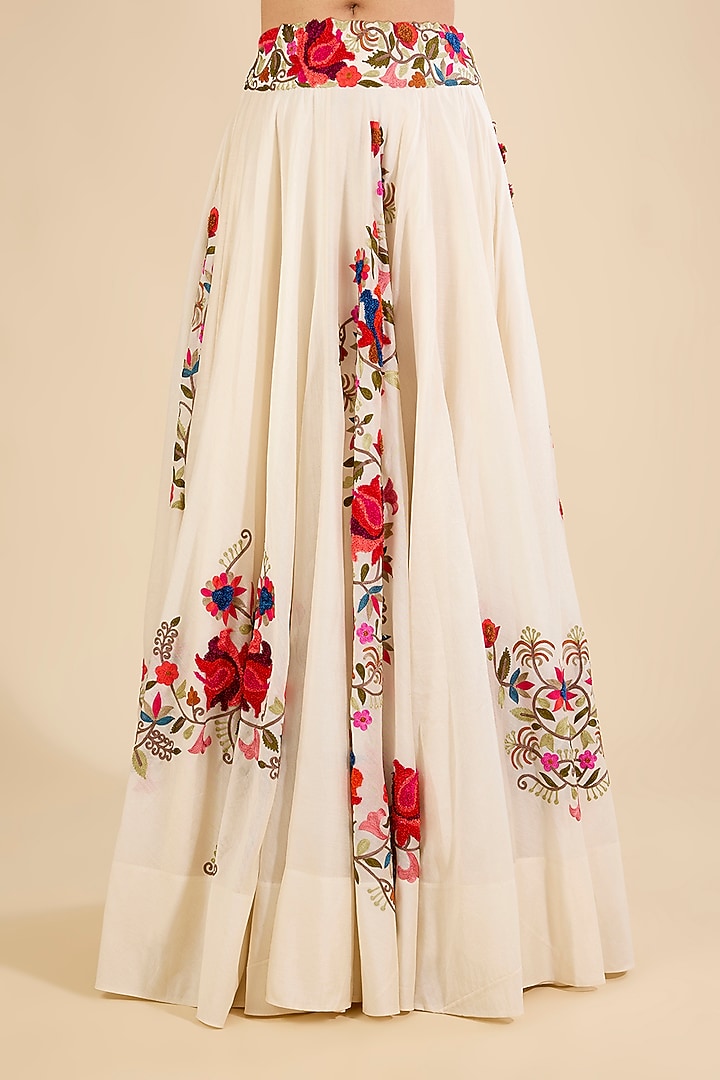 Ivory Chanderi Embroidered Skirt Set by Minaxi Dadoo at Pernia's Pop Up Shop