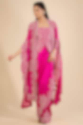 Rani Pink Dupion Mirror Work Skirt Set by Minaxi Dadoo at Pernia's Pop Up Shop