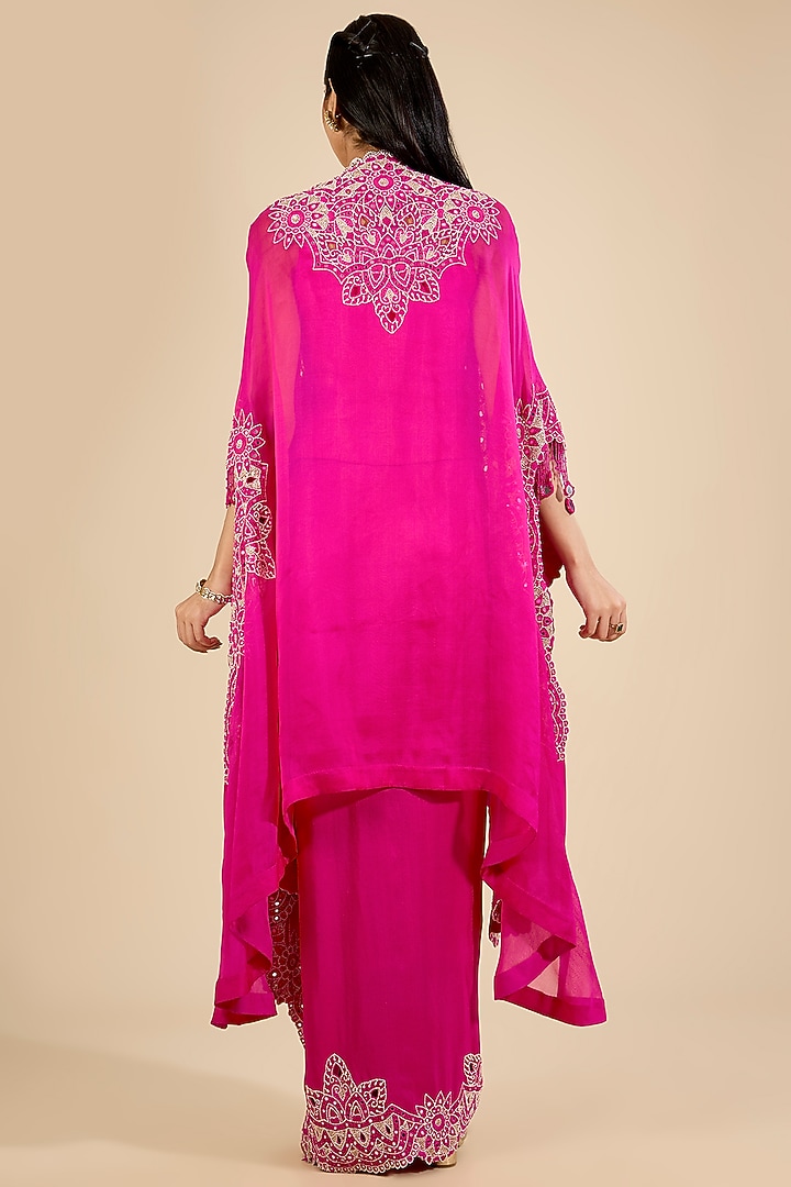 Rani Pink Dupion Mirror Work Skirt Set by Minaxi Dadoo at Pernia's Pop Up Shop