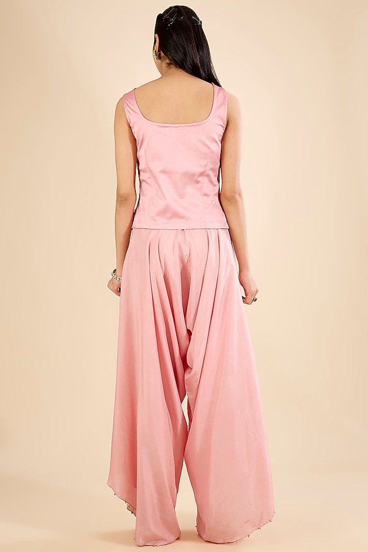 Blush Pink Dupion Embroidered Cape Set by Minaxi Dadoo at Pernia's Pop Up Shop