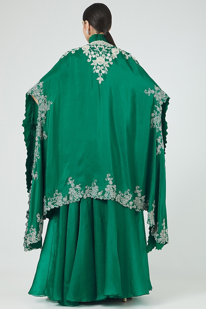 Green Dupion Bridal Sharara Set by Minaxi Dadoo at Pernia's Pop Up Shop