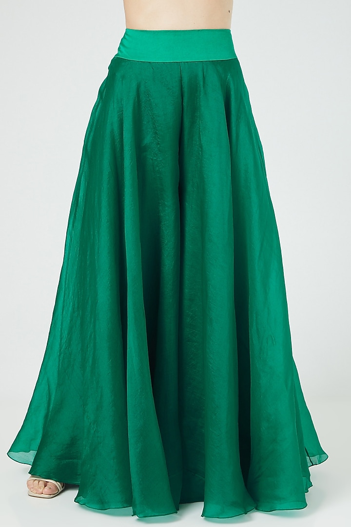Green Dupion Bridal Sharara Set by Minaxi Dadoo at Pernia's Pop Up Shop