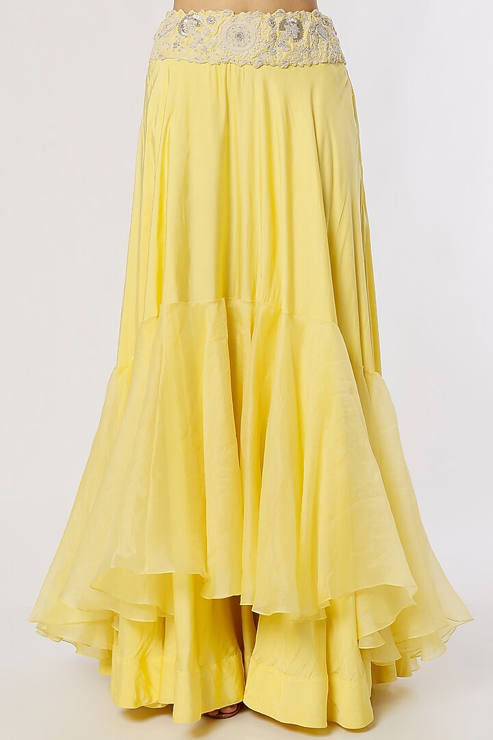 Yellow Organza Cape Set by Minaxi Dadoo at Pernia's Pop Up Shop