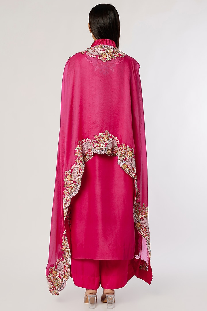 Rani Pink Silk Kurta Set by Minaxi Dadoo at Pernia's Pop Up Shop