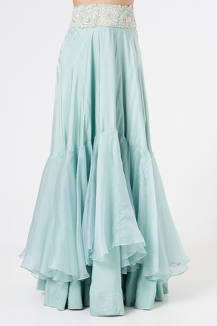 Light Blue Organza Cape Set by Minaxi Dadoo at Pernia's Pop Up Shop