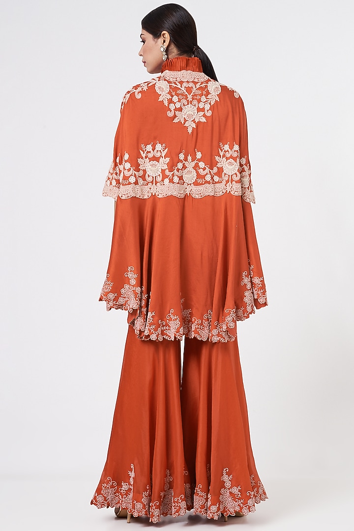 Rust Orange Organza Gharara Set by Minaxi Dadoo at Pernia's Pop Up Shop