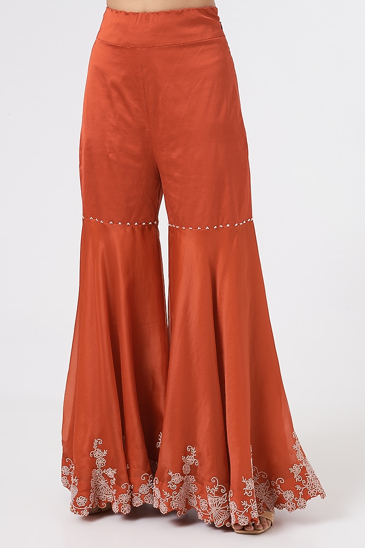Rust Orange Organza Gharara Set by Minaxi Dadoo at Pernia's Pop Up Shop