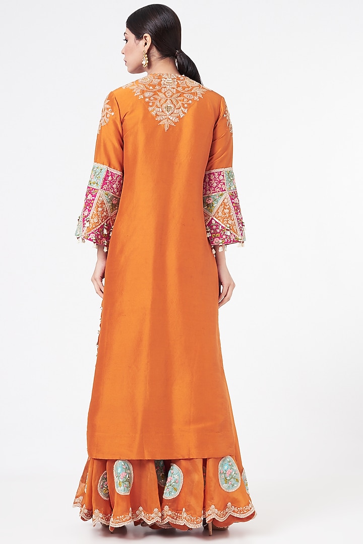 Orange Embroidered Kurta Set by Minaxi Dadoo at Pernia's Pop Up Shop