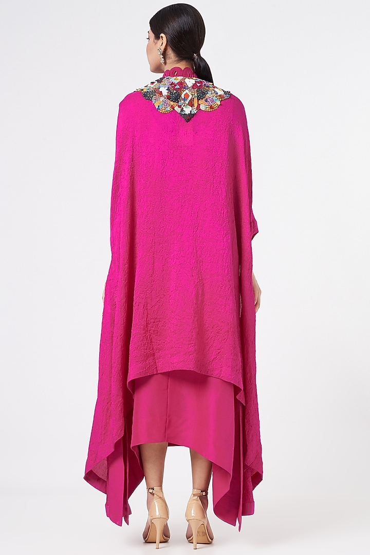 Rani Pink Dupion & Organza Jacket Party Wear Dress by Minaxi Dadoo at Pernia's Pop Up Shop