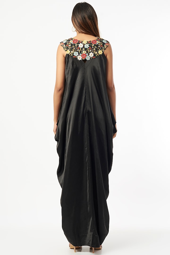 Black Embroidered Maxi Engagement Gown by Minaxi Dadoo at Pernia's Pop Up Shop