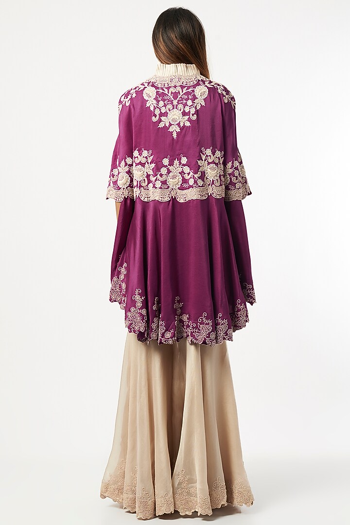 Beige Organza Gharara Set by Minaxi Dadoo at Pernia's Pop Up Shop