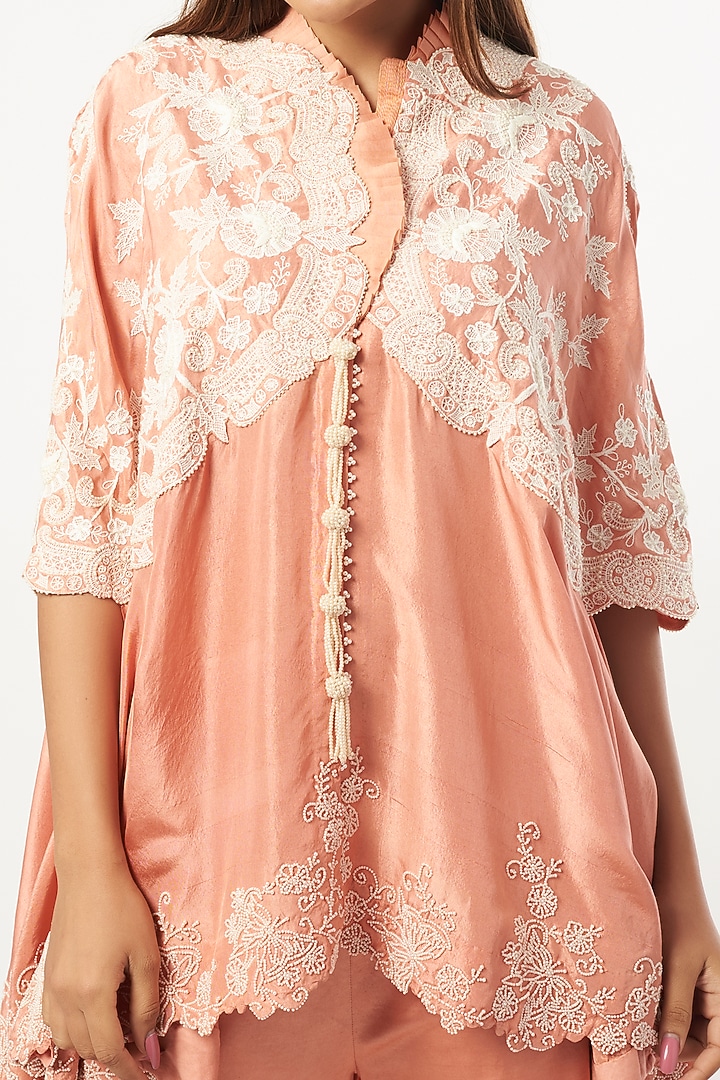 Peach Organza Gharara Set by Minaxi Dadoo at Pernia's Pop Up Shop