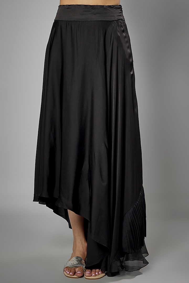 Black Silk & Organza High-Low Skirt Set by Minaxi Dadoo at Pernia's Pop Up Shop