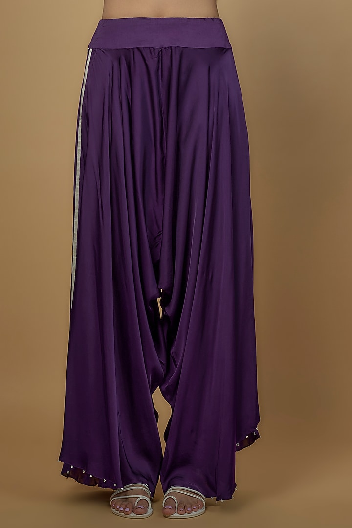 Purple Dupion Embroidered Cape Set by Minaxi Dadoo at Pernia's Pop Up Shop