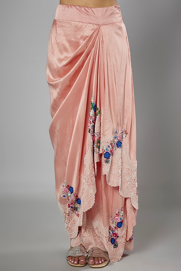 Pink Organza Embroidered Cape Set by Minaxi Dadoo at Pernia's Pop Up Shop